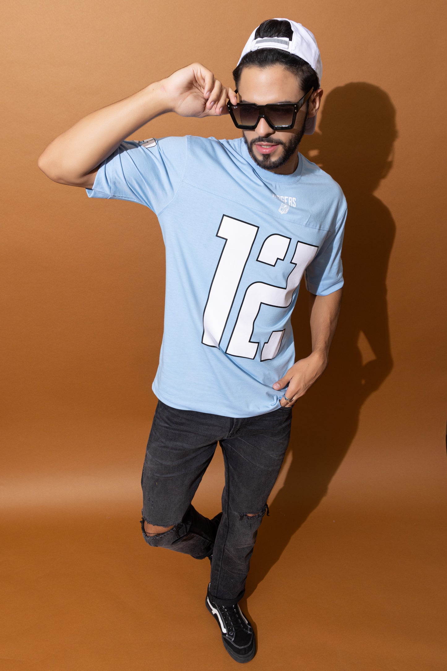 Men's Round Neck Oversized Drop Shoulder Cotton T-Shirt