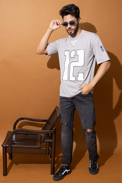 Men's Round Neck Oversized Drop Shoulder Cotton T-Shirt