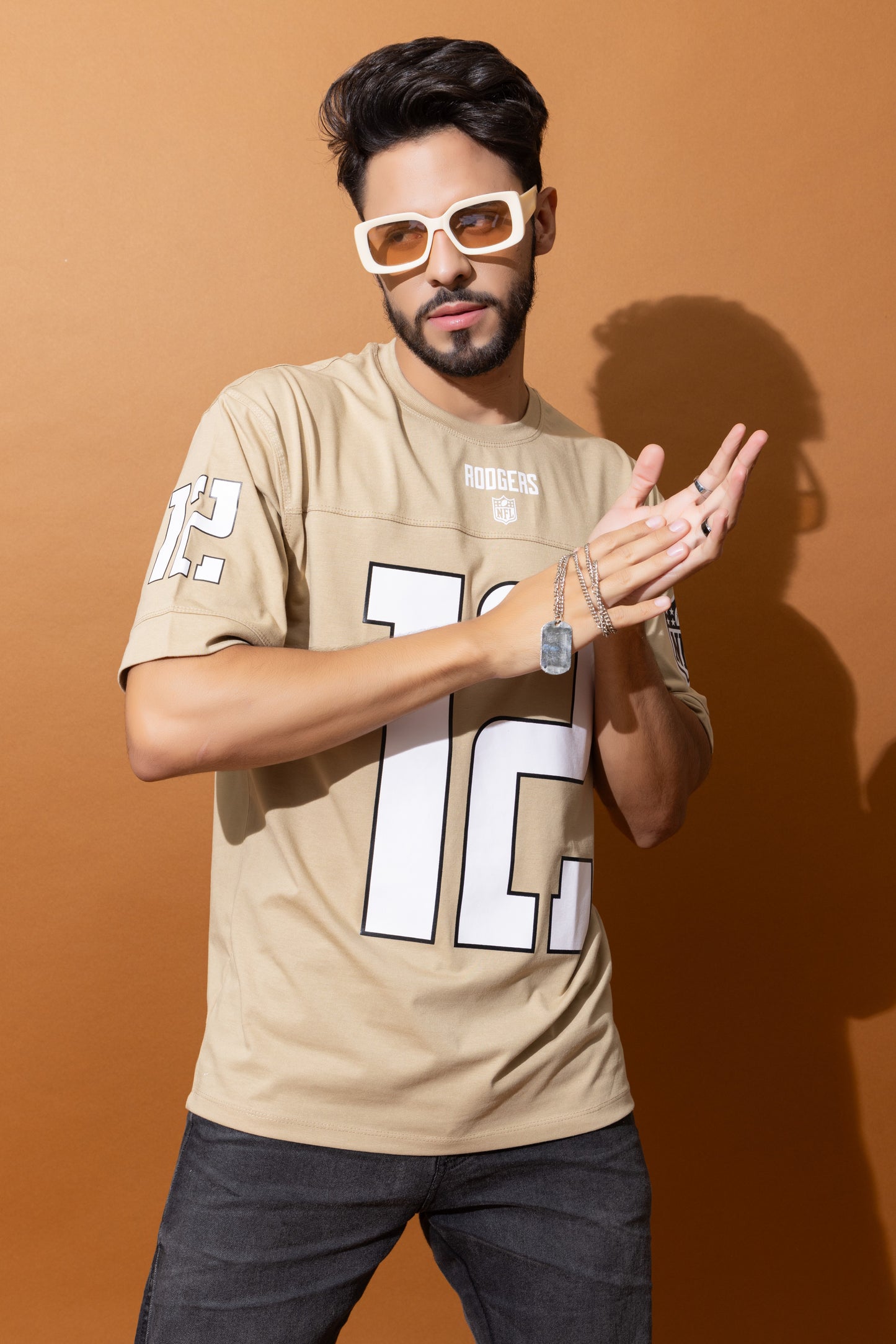 Men's Round Neck Oversized Drop Shoulder Cotton T-Shirt