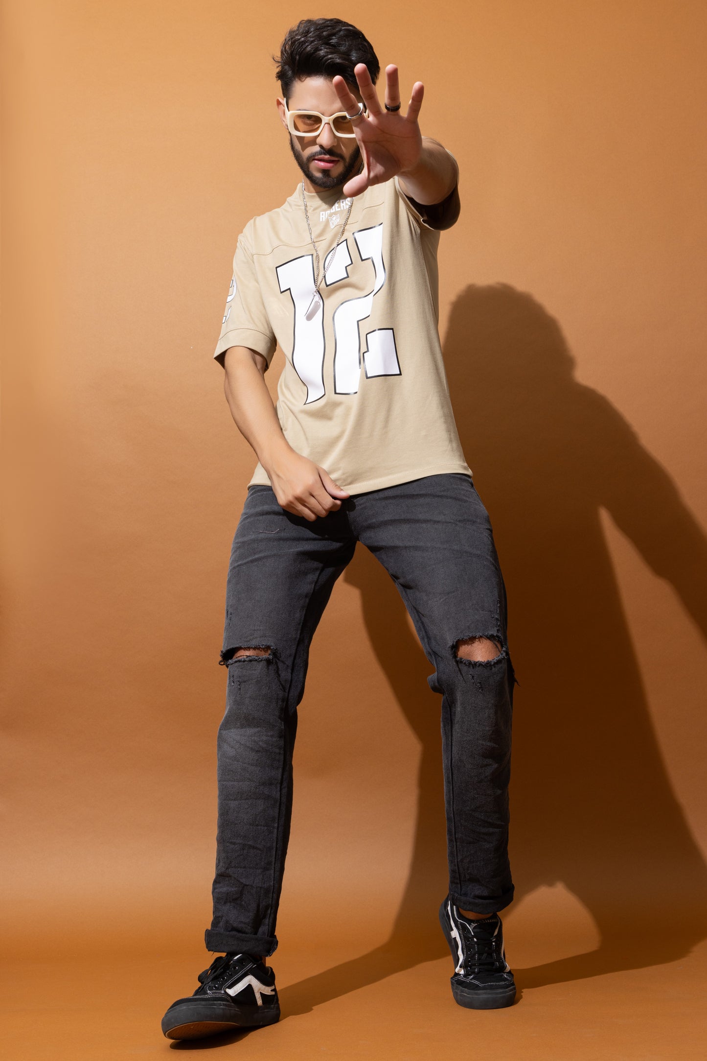 Men's Round Neck Oversized Drop Shoulder Cotton T-Shirt
