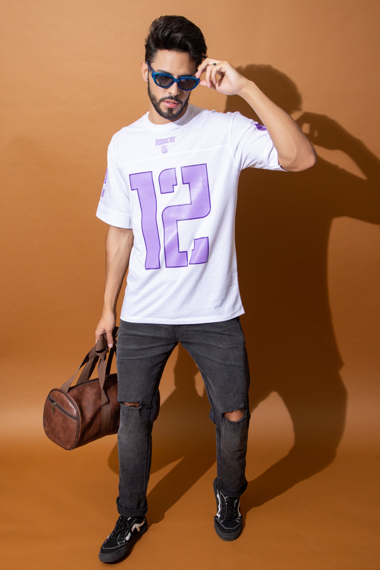 Men's Round Neck Oversized Drop Shoulder Cotton T-Shirt