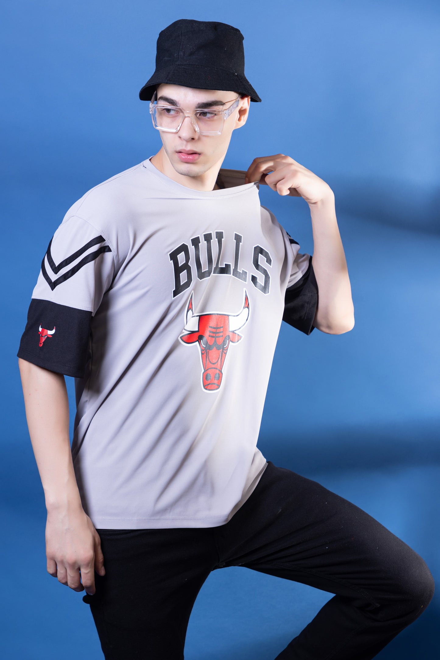 Mens Grey HoneyComb Graphic Printed Oversized t Shirt | Oversized t Shirt| Bulls 23 t Shirt