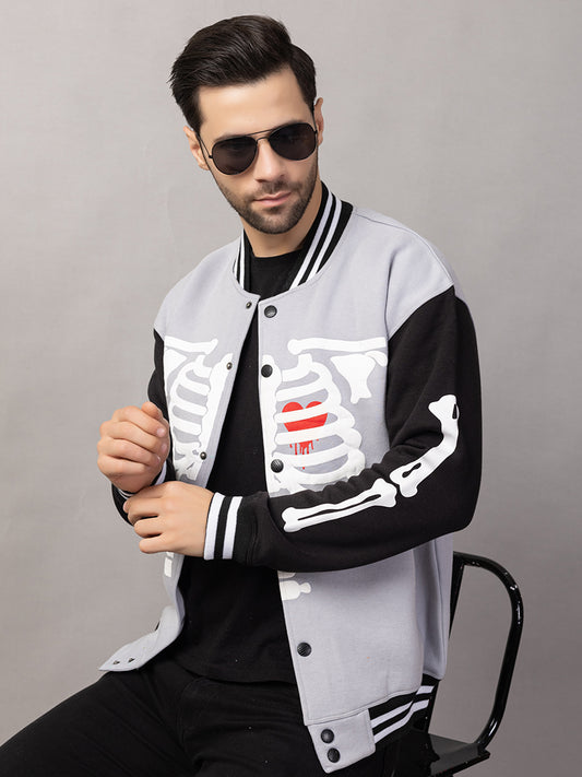 BONE PRINT VARSITY JACKET FOR MEN'S WEAR