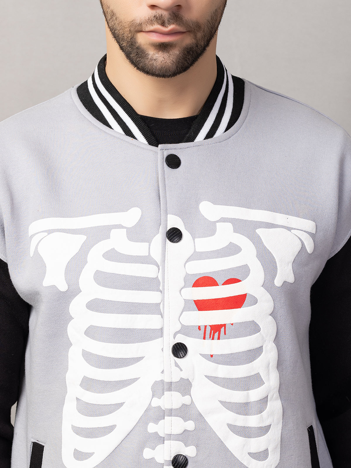 BONE PRINT VARSITY JACKET FOR MEN'S WEAR