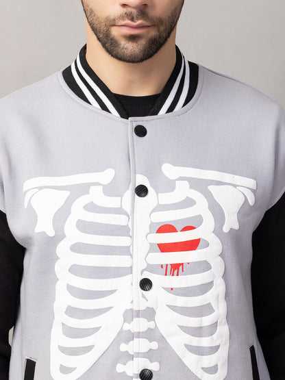 BONE PRINT VARSITY JACKET FOR MEN'S WEAR