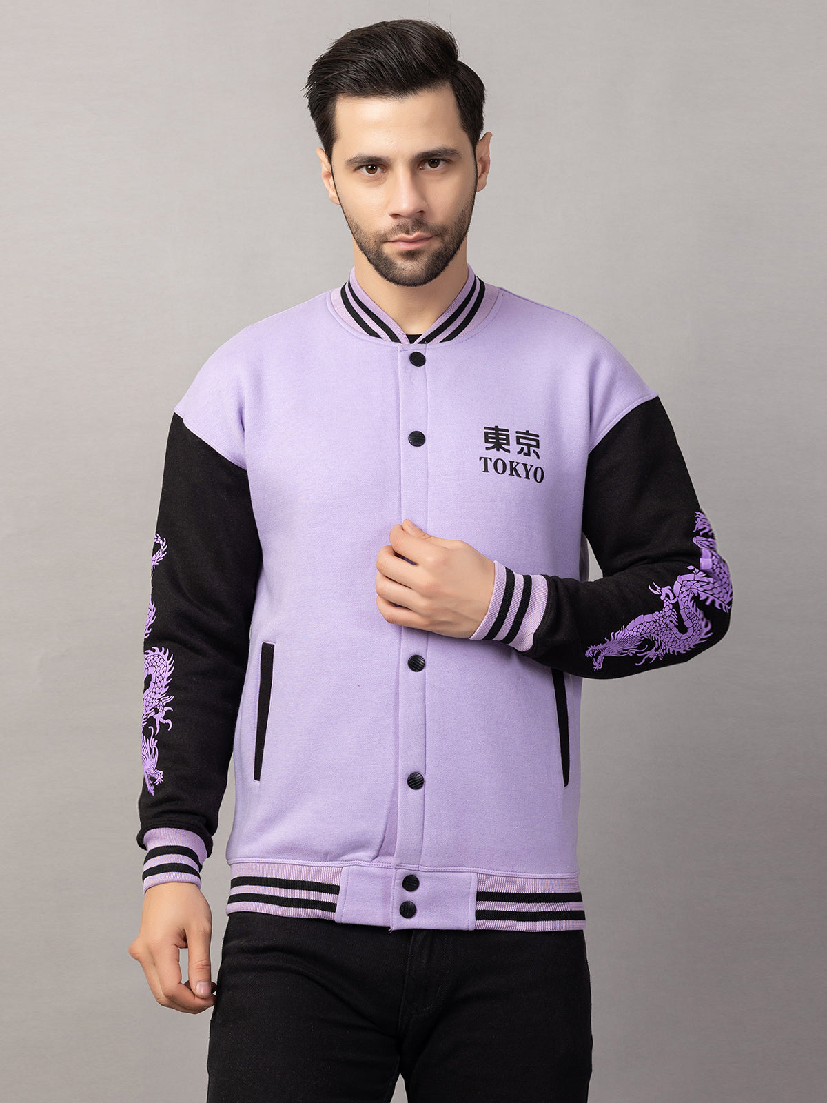 DRAGON PRINT VARSITY JACKET FOR MEN'S WEAR