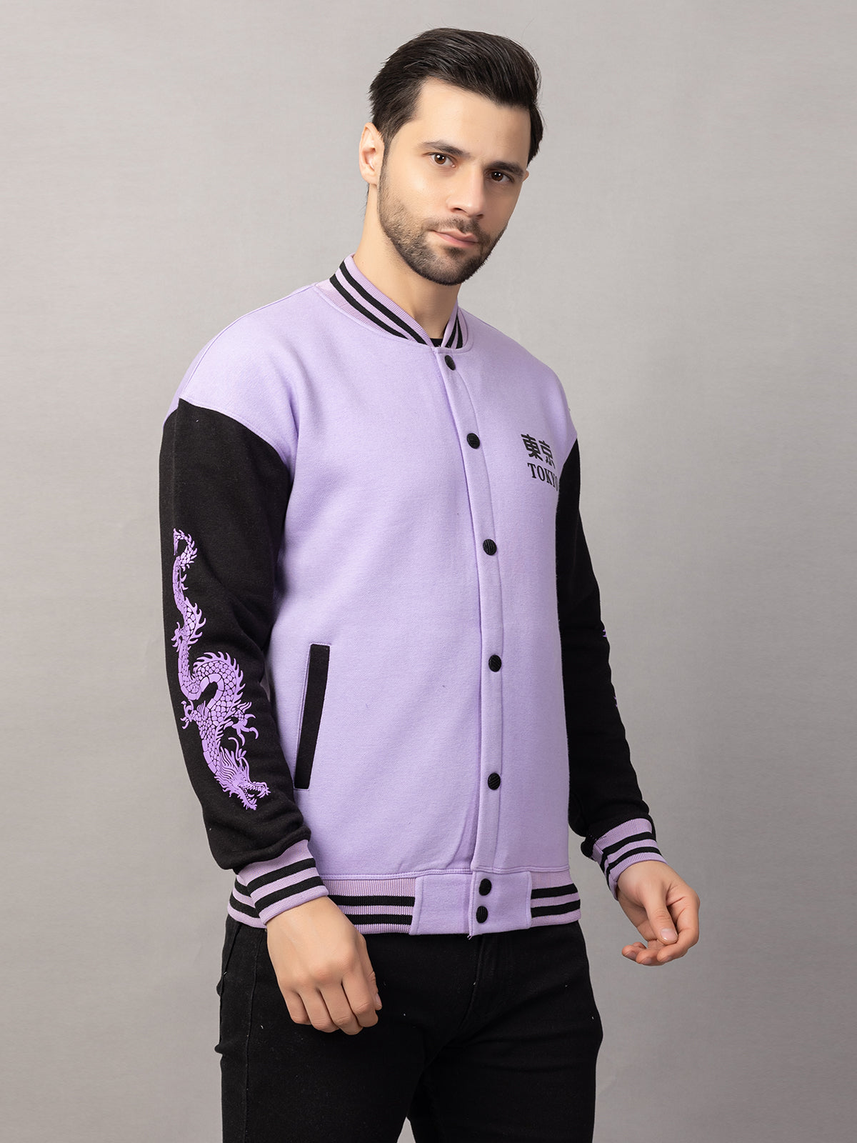 DRAGON PRINT VARSITY JACKET FOR MEN'S WEAR