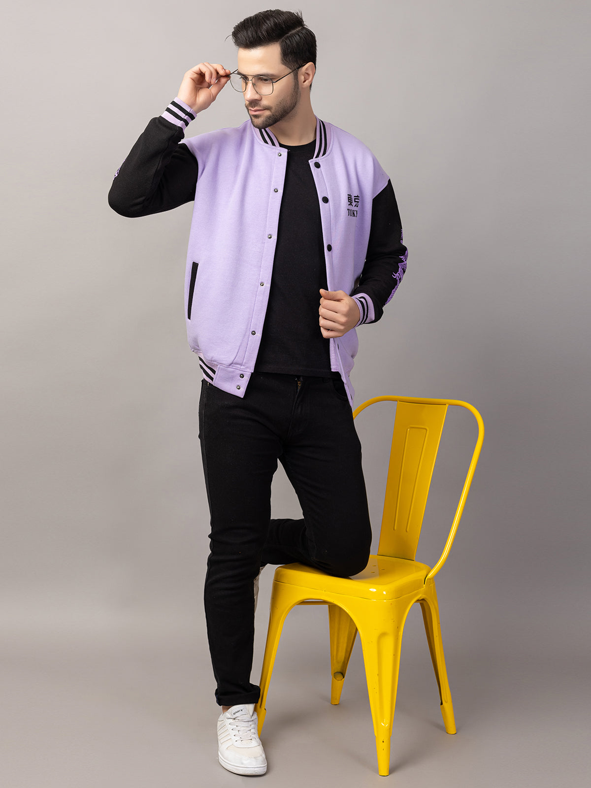 DRAGON PRINT VARSITY JACKET FOR MEN'S WEAR
