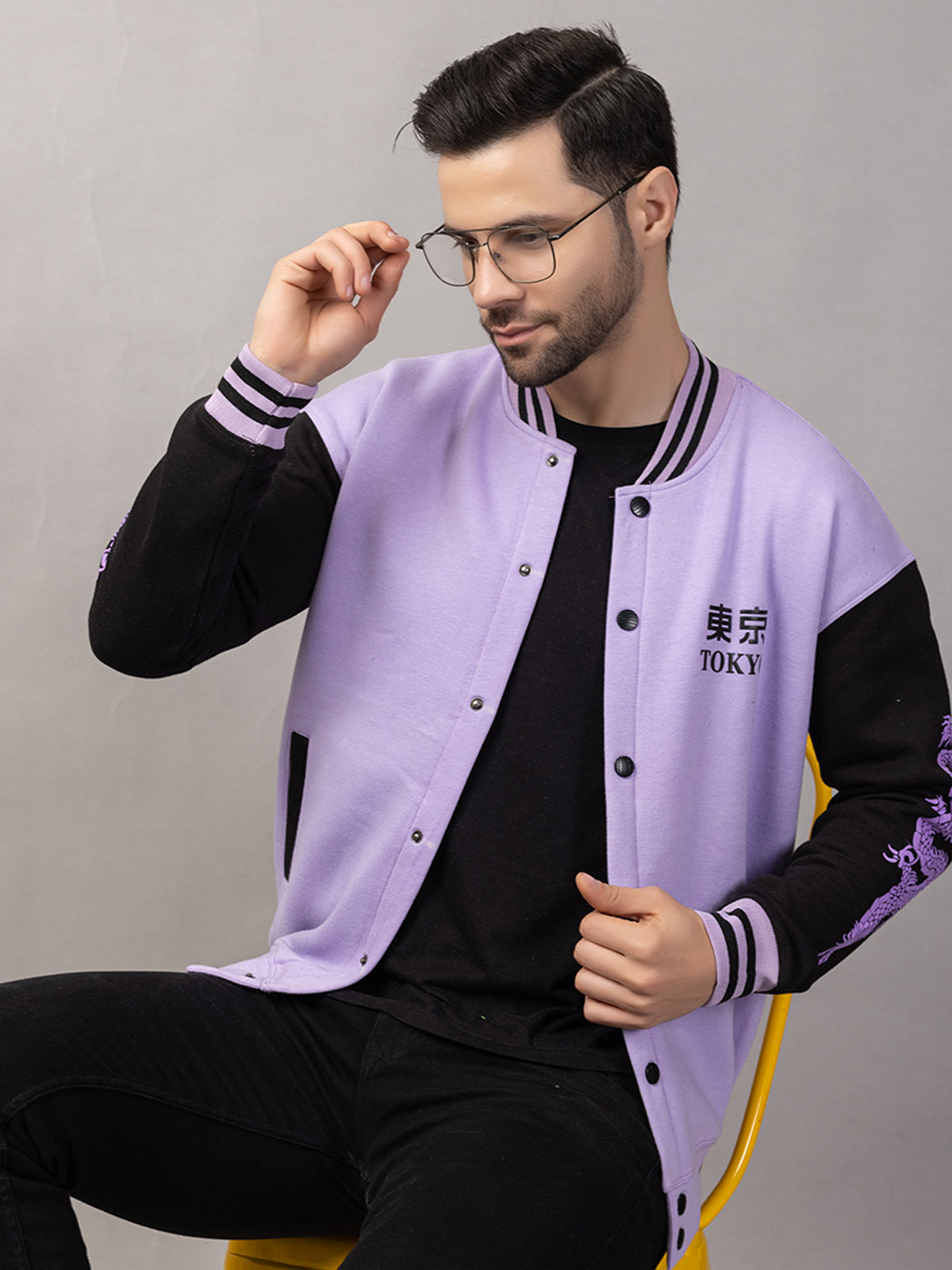 DRAGON PRINT VARSITY JACKET FOR MEN'S WEAR