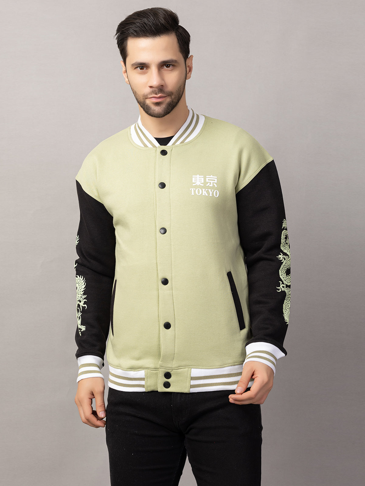 DRAGON PRINT VARSITY JACKET FOR MEN'S WEAR