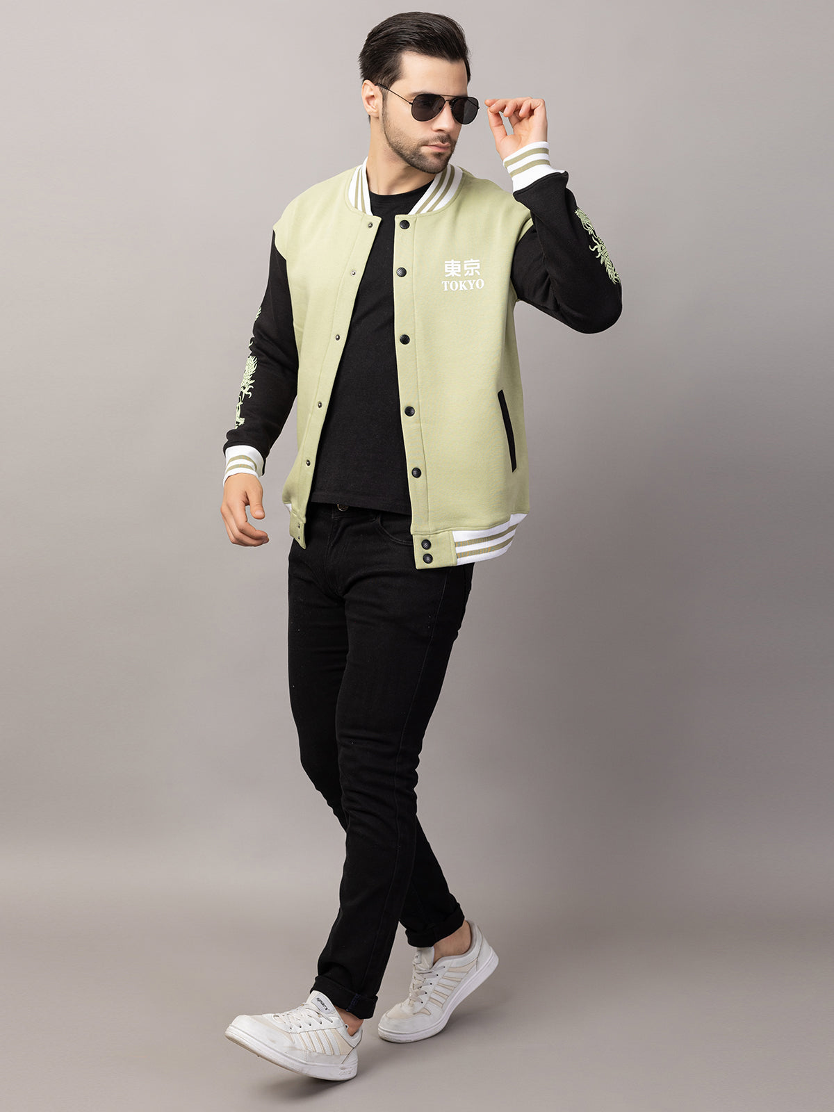 DRAGON PRINT VARSITY JACKET FOR MEN'S WEAR