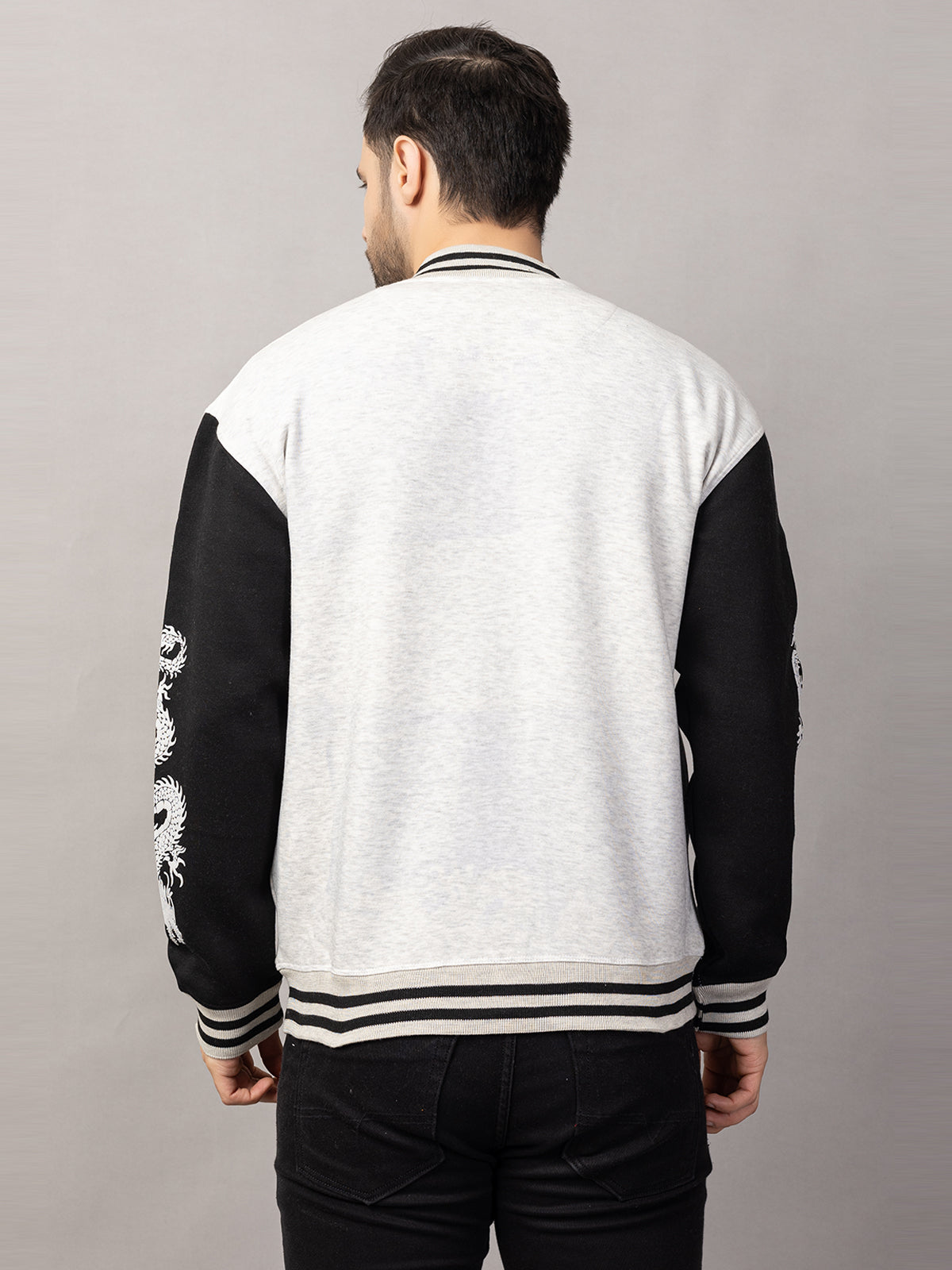 DRAGON PRINT VARSITY JACKET FOR MEN'S WEAR