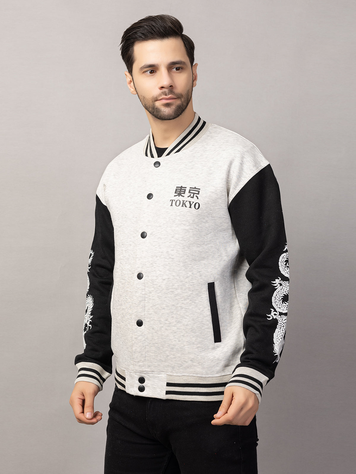DRAGON PRINT VARSITY JACKET FOR MEN'S WEAR