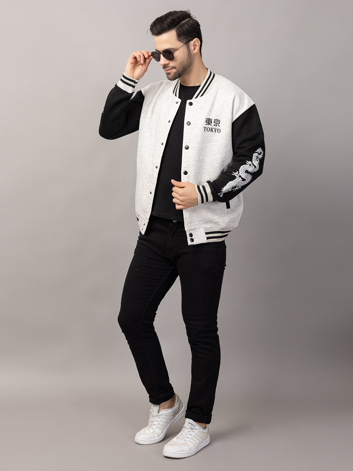 DRAGON PRINT VARSITY JACKET FOR MEN'S WEAR