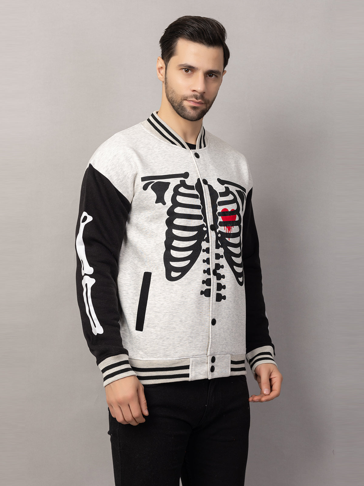 BONE PRINT VARSITY JACKET FOR MEN'S WEAR