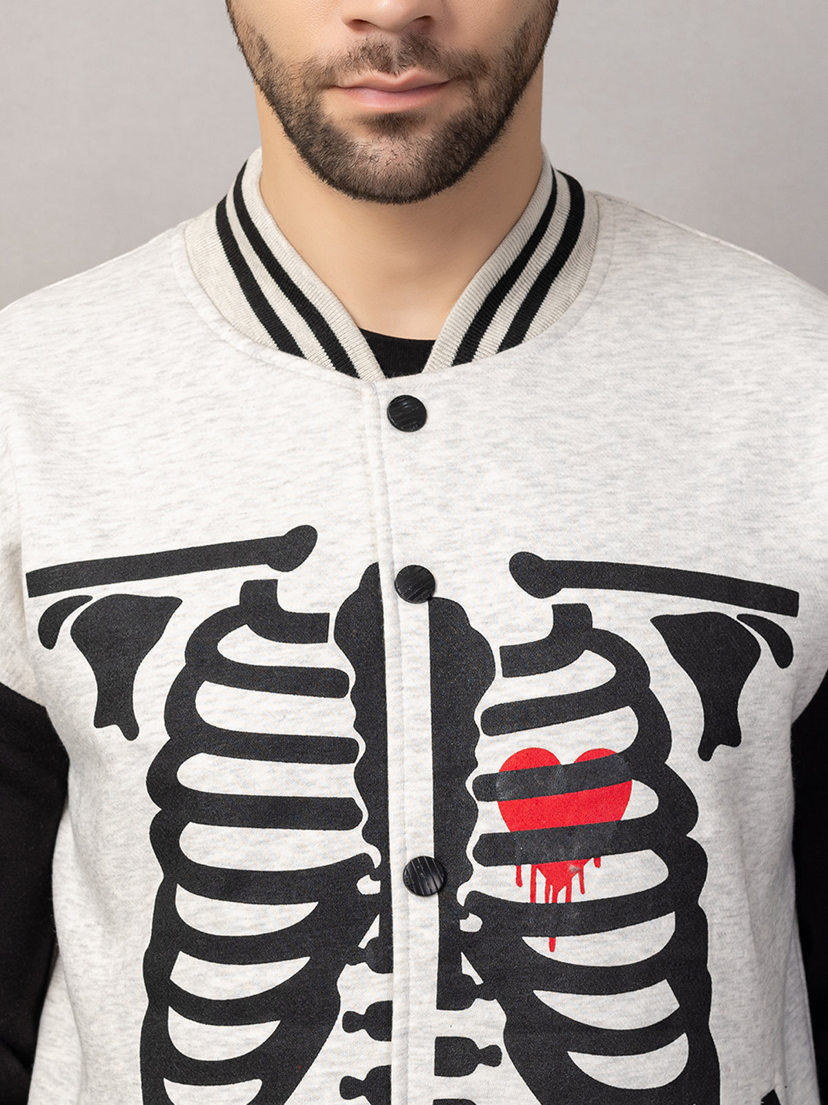 BONE PRINT VARSITY JACKET FOR MEN'S WEAR