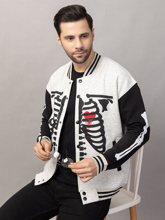 BONE PRINT VARSITY JACKET FOR MEN'S WEAR