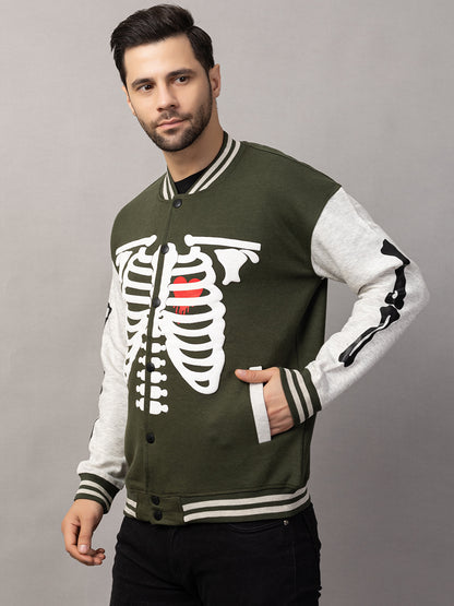 BONE PRINT VARSITY JACKET FOR MEN'S WEAR