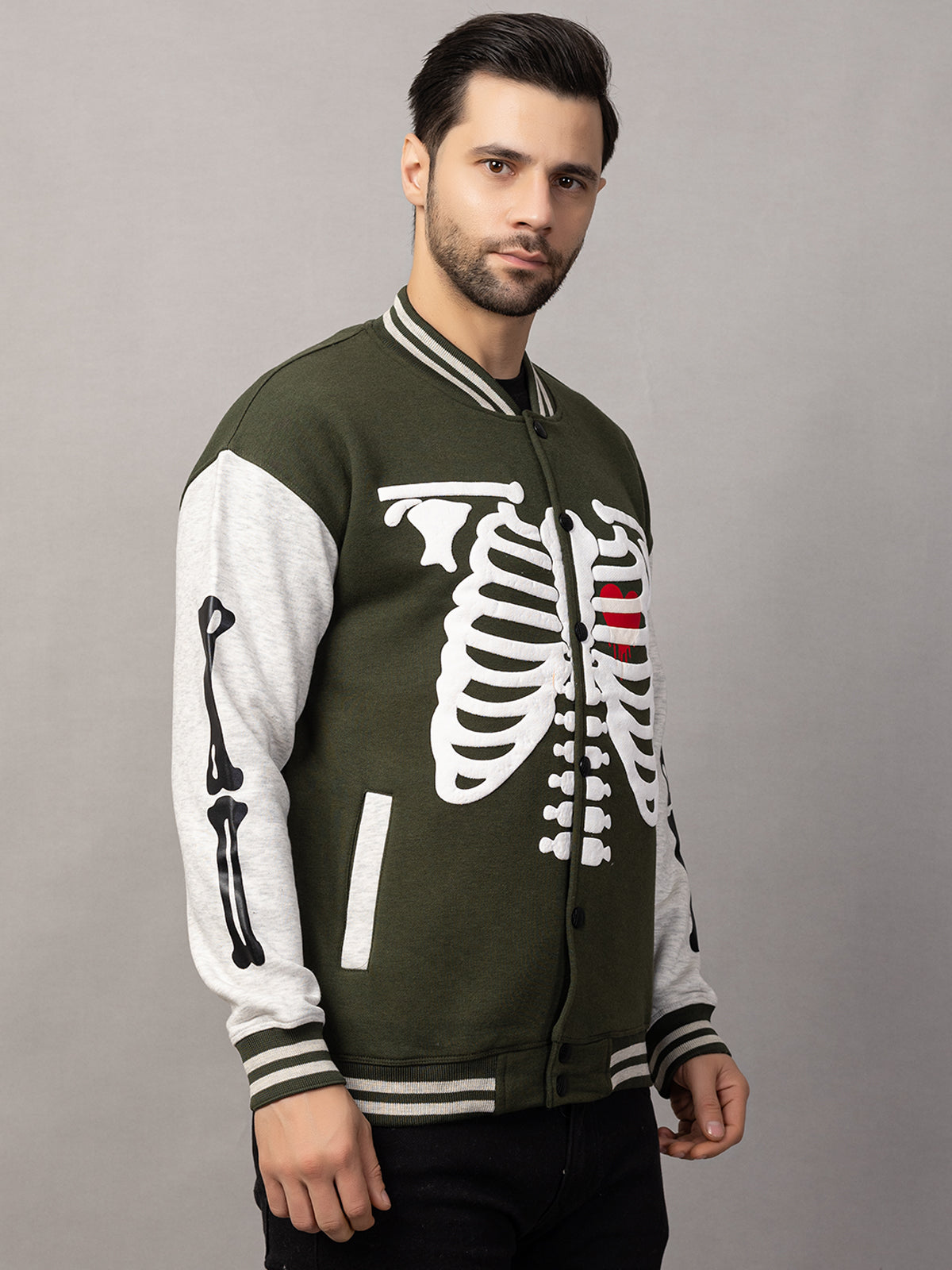 BONE PRINT VARSITY JACKET FOR MEN'S WEAR