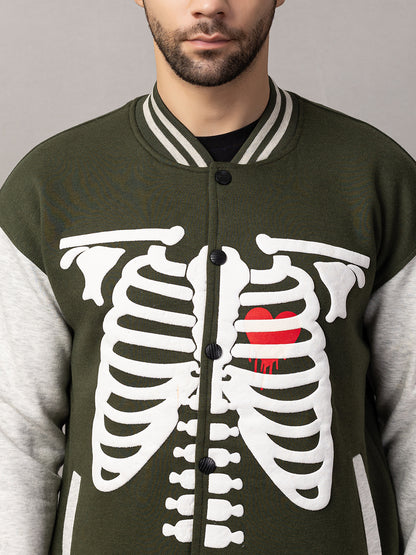 BONE PRINT VARSITY JACKET FOR MEN'S WEAR