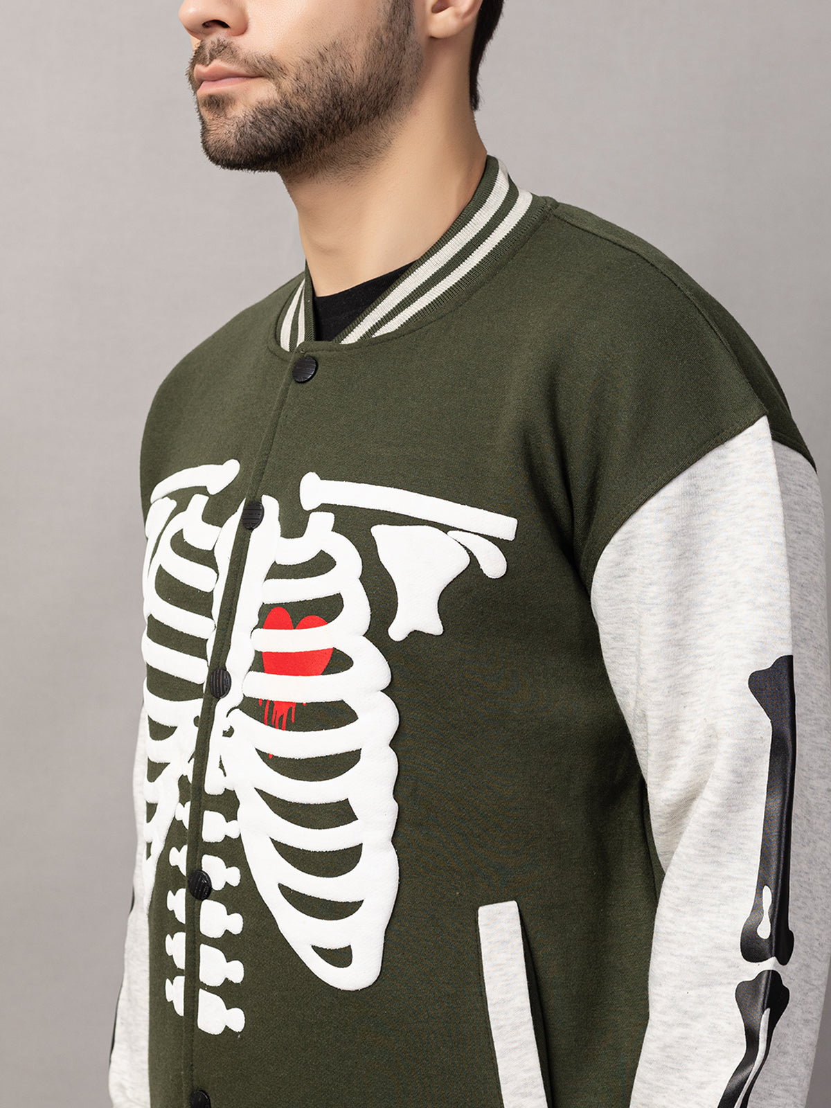 BONE PRINT VARSITY JACKET FOR MEN'S WEAR