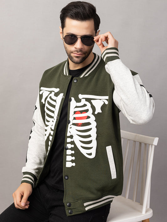 BONE PRINT VARSITY JACKET FOR MEN'S WEAR