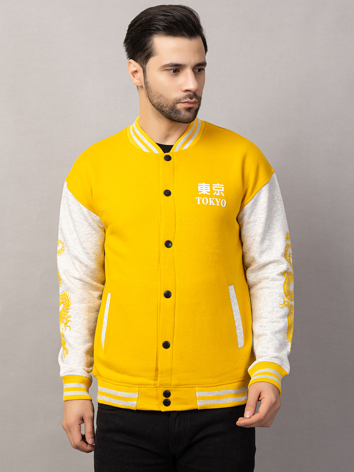 DRAGON PRINT VARSITY JACKET FOR MEN'S WEAR