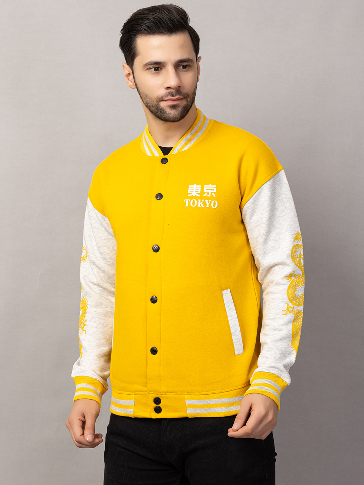 DRAGON PRINT VARSITY JACKET FOR MEN'S WEAR