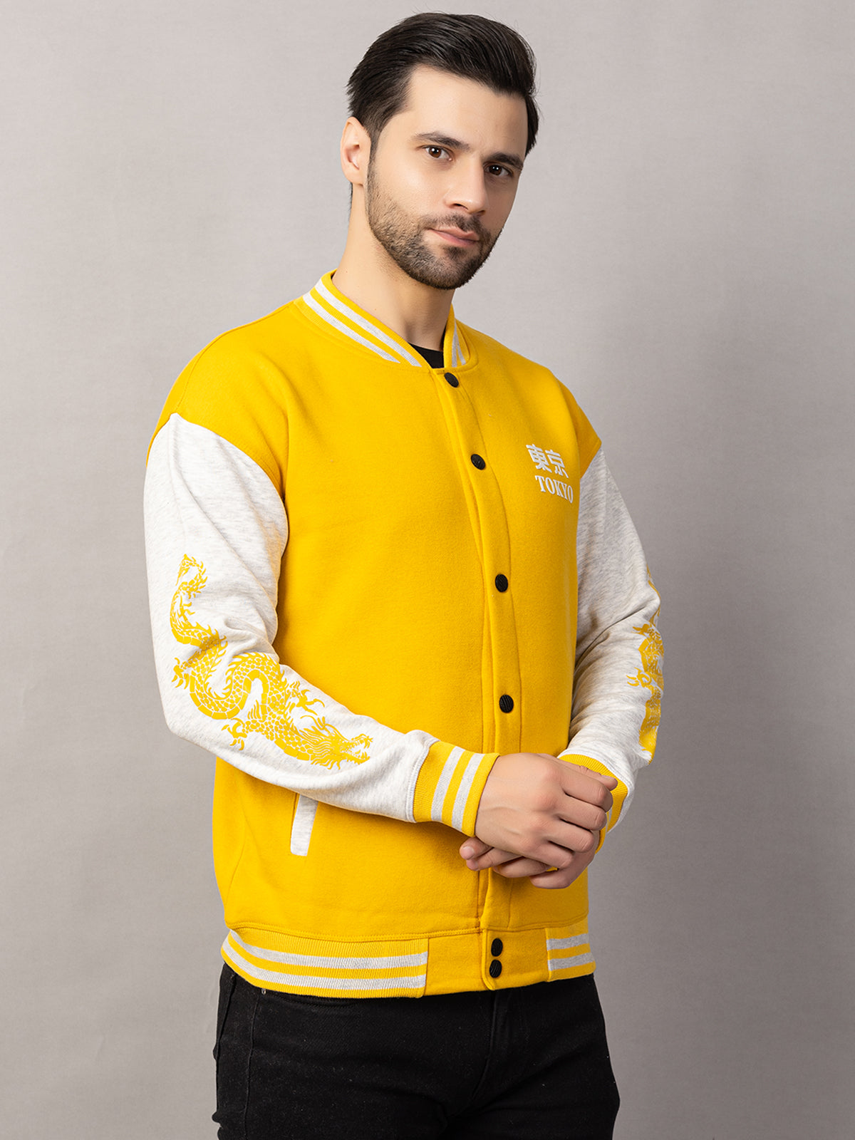 DRAGON PRINT VARSITY JACKET FOR MEN'S WEAR