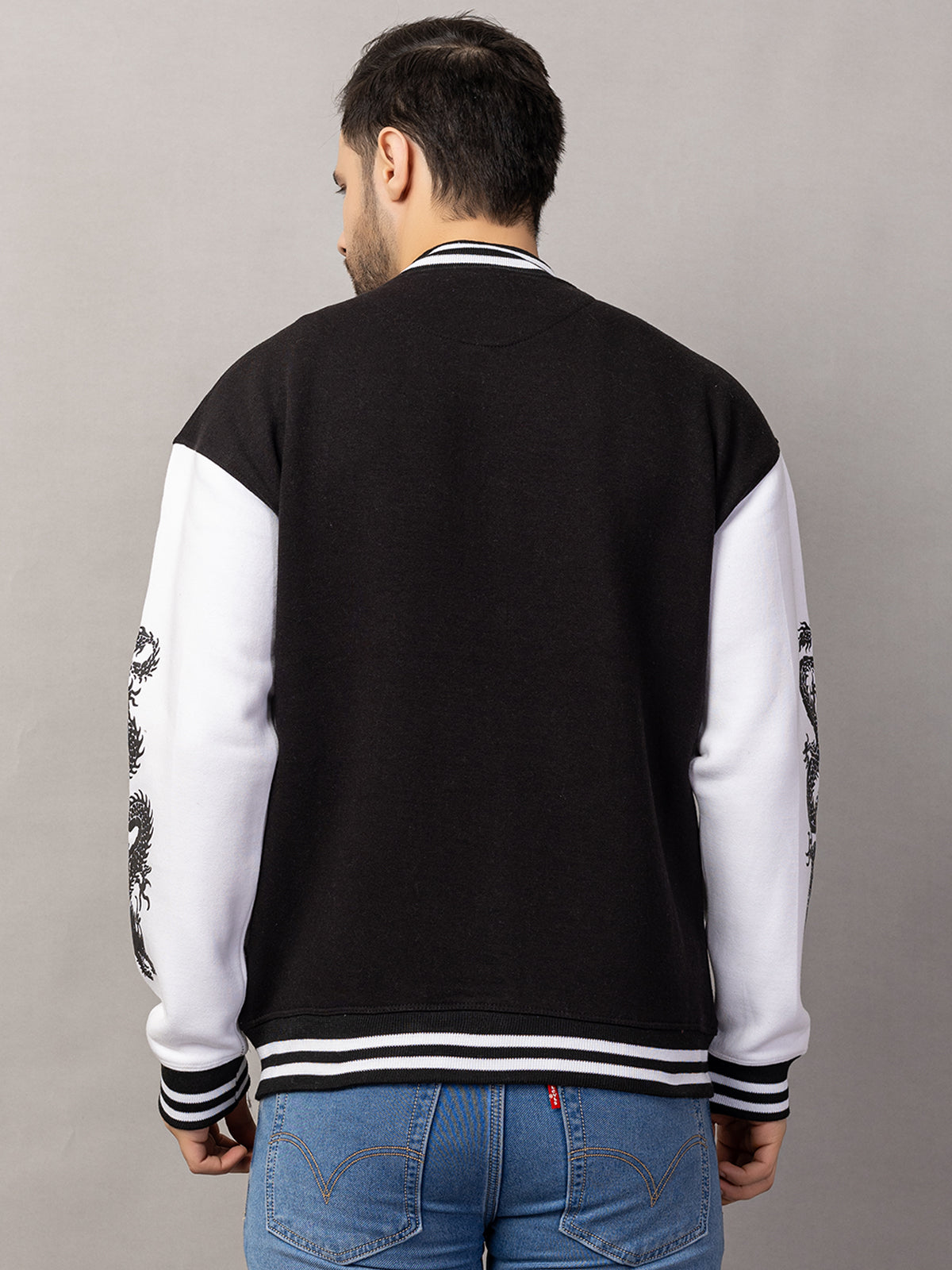 DRAGON PRINT VARSITY JACKET FOR MEN'S WEAR