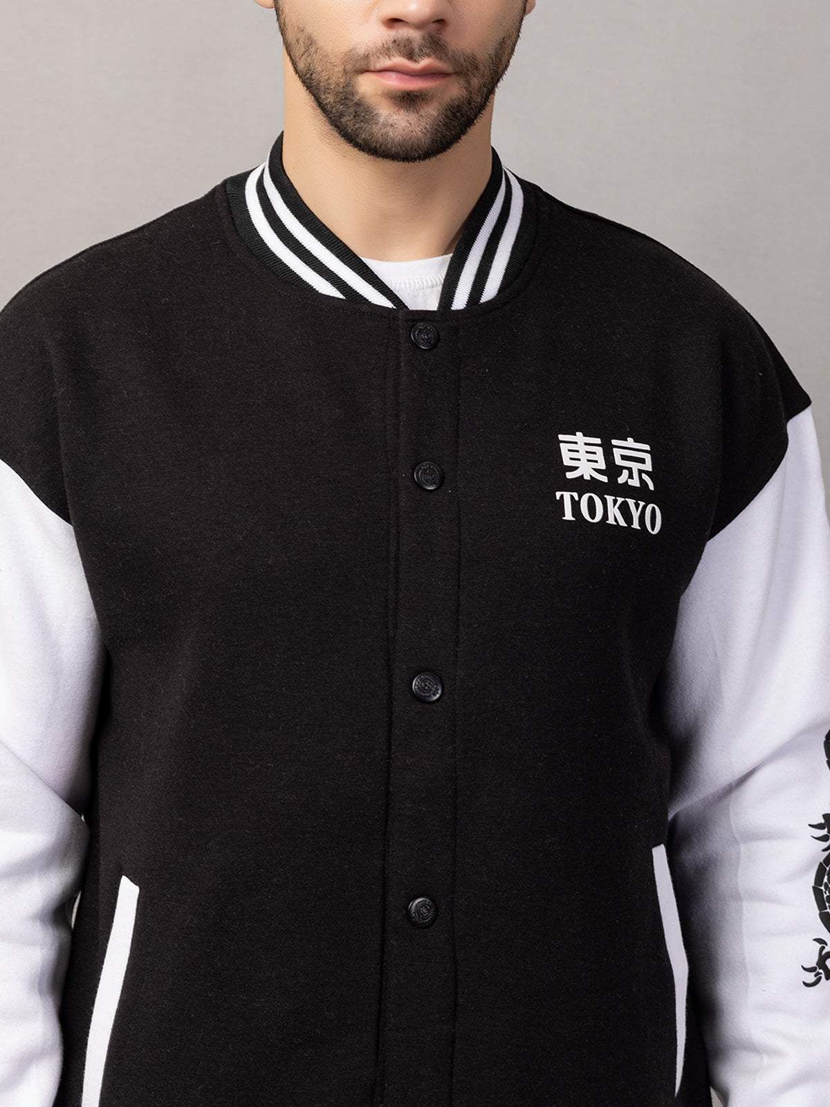 DRAGON PRINT VARSITY JACKET FOR MEN'S WEAR