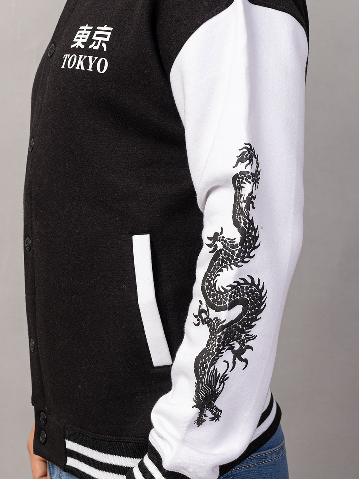 DRAGON PRINT VARSITY JACKET FOR MEN'S WEAR