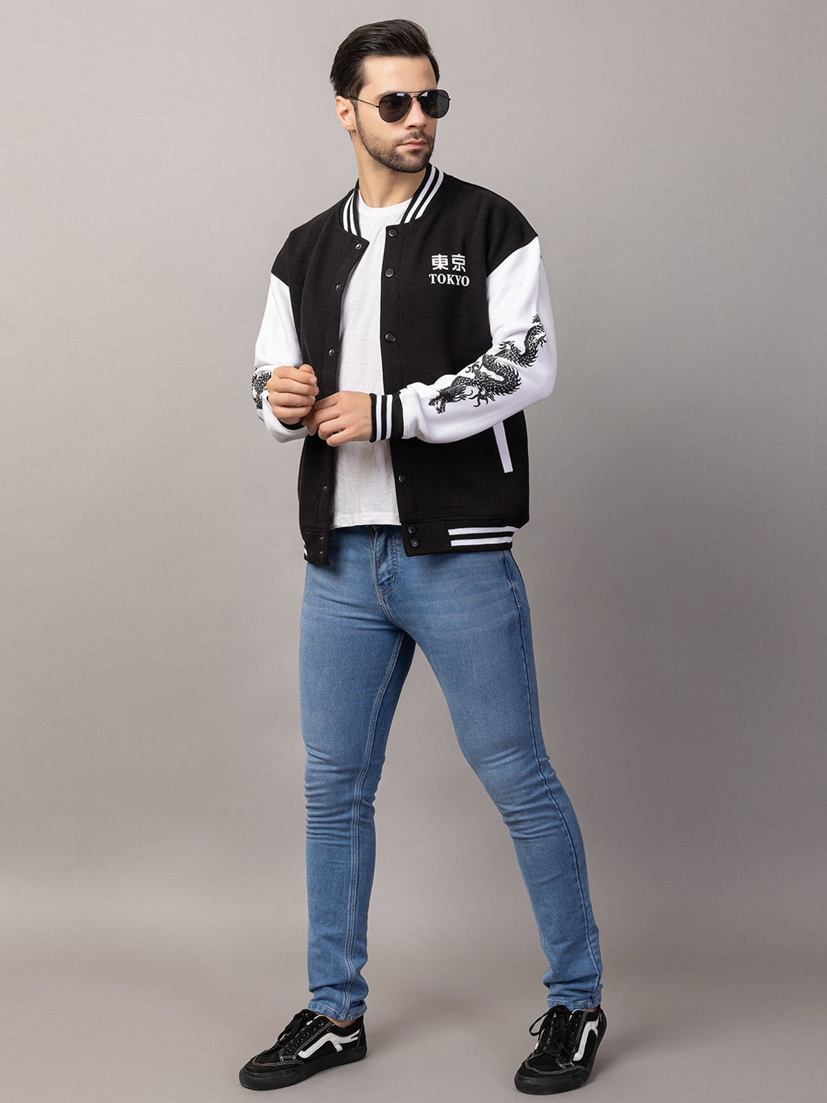 DRAGON PRINT VARSITY JACKET FOR MEN'S WEAR