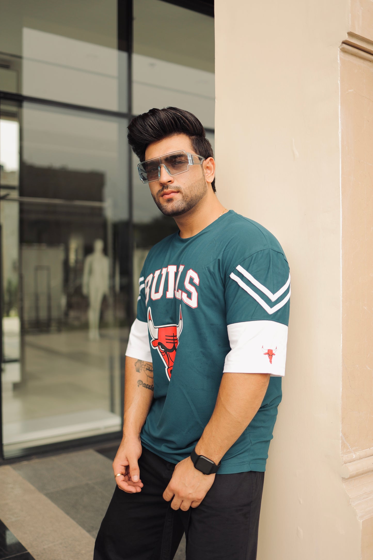 Mens Blue HoneyComb Graphic Printed Oversized t Shirt | Oversized t Shirt| Bulls 23 t Shirt