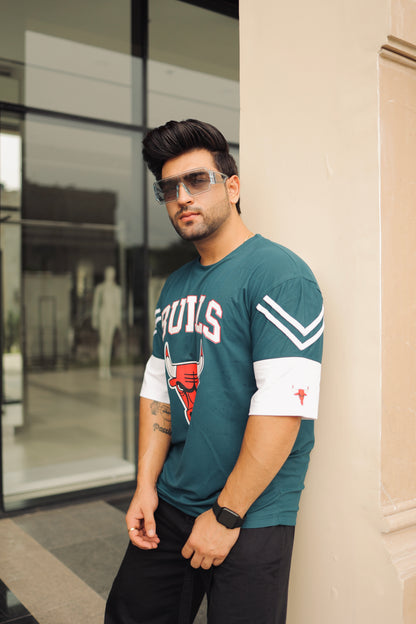 Mens Blue HoneyComb Graphic Printed Oversized t Shirt | Oversized t Shirt| Bulls 23 t Shirt