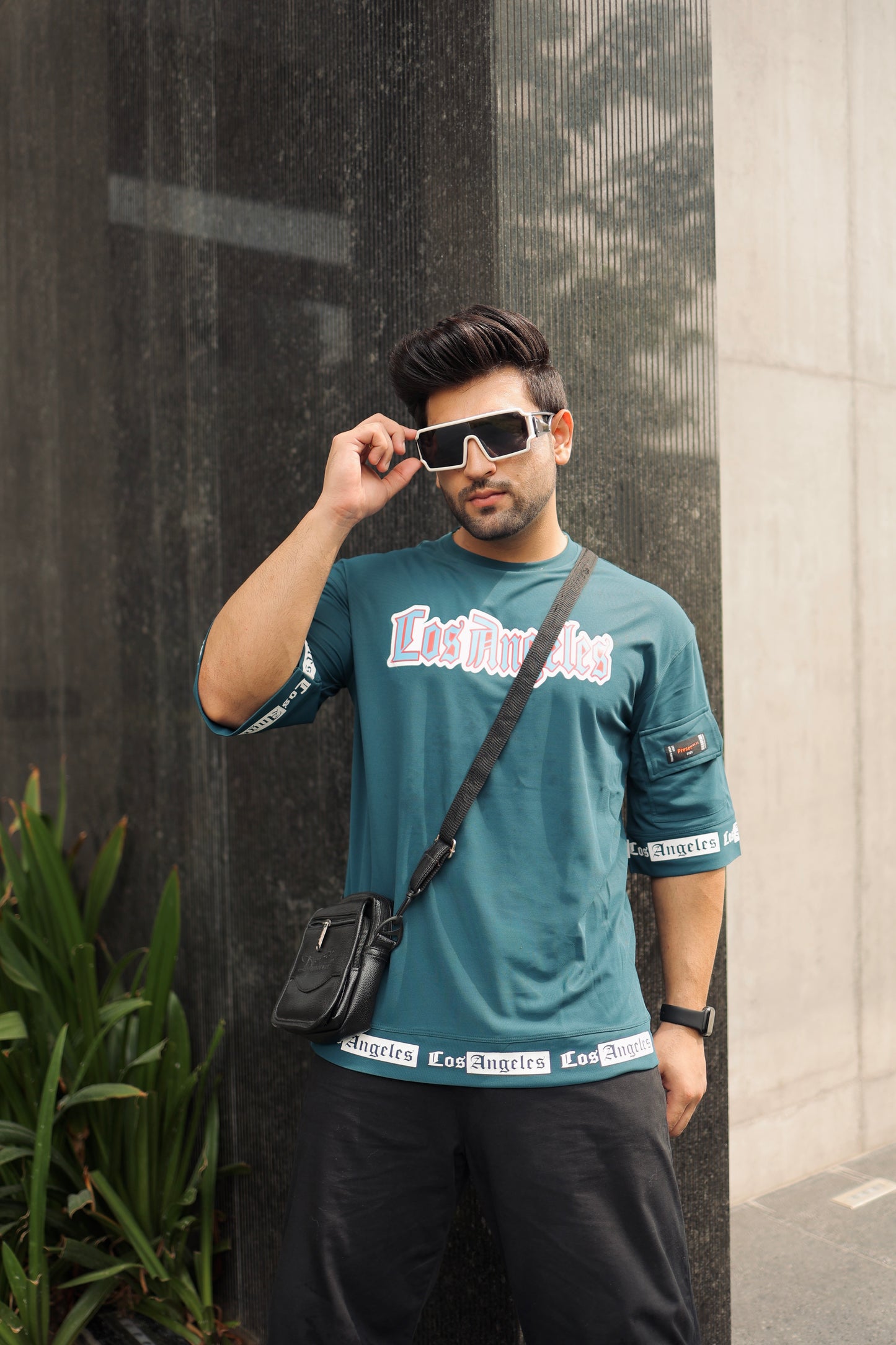 Men Oversized Round Neck Drop Shoulder Printed Cotton T-Shirt