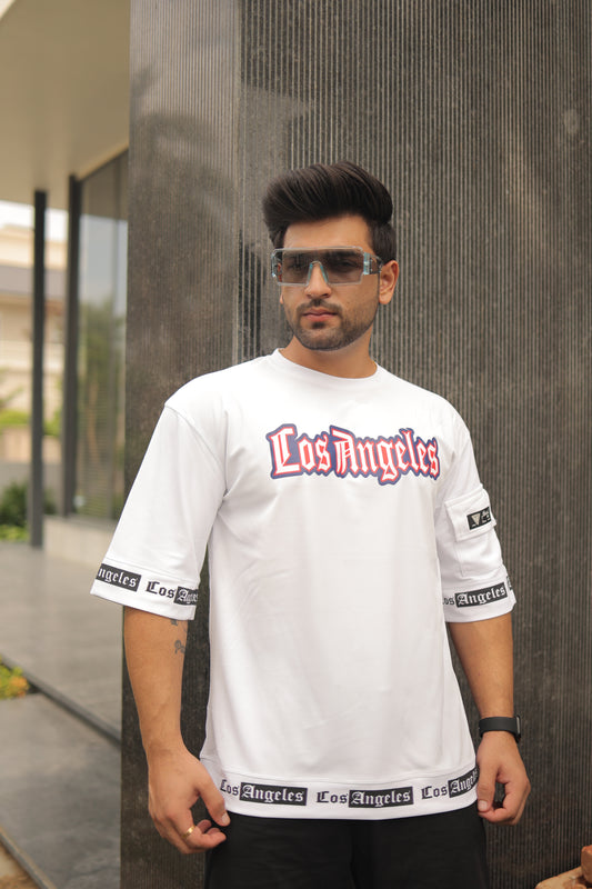 Men Oversized Round Neck Drop Shoulder Printed Cotton T-Shirt