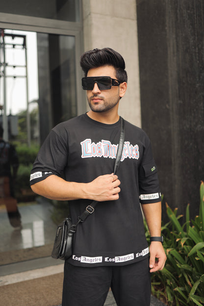Men Oversized Round Neck Drop Shoulder Printed Cotton T-Shirt