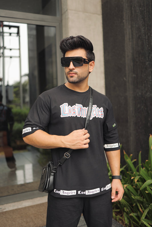 Men Oversized Round Neck Drop Shoulder Printed Cotton T-Shirt