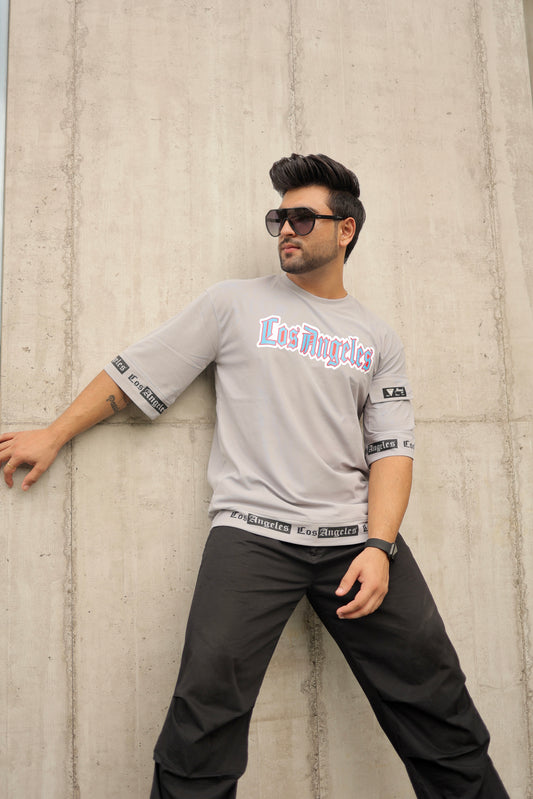 Men Oversized Round Neck Drop Shoulder Printed Cotton T-Shirt