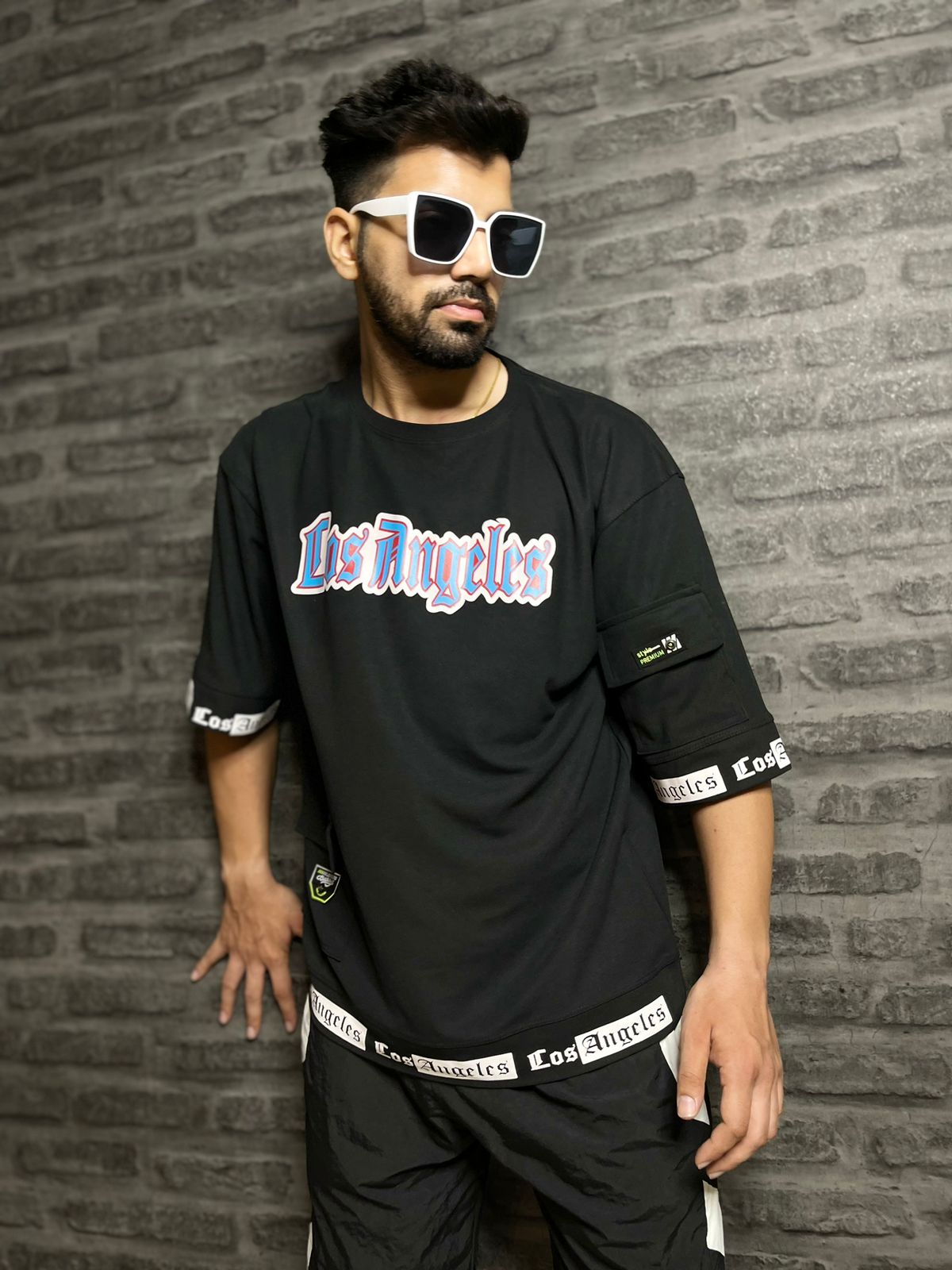 Men Oversized Round Neck Drop Shoulder Printed Cotton T-Shirt