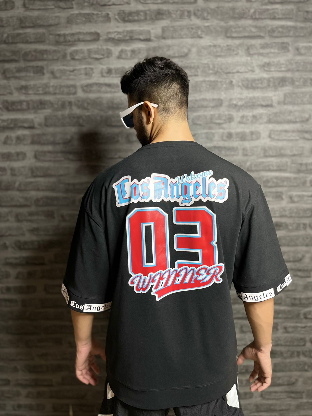 Men Oversized Round Neck Drop Shoulder Printed Cotton T-Shirt
