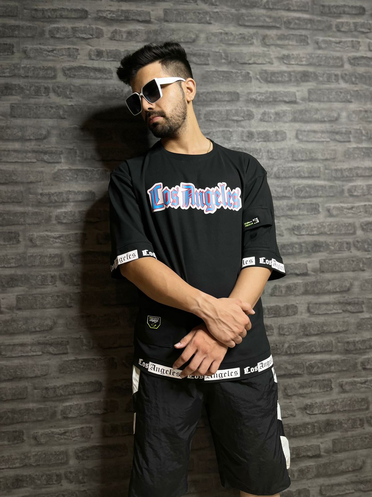 Men Oversized Round Neck Drop Shoulder Printed Cotton T-Shirt