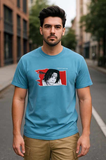 Itachi Uchiha Akatsuki Naruto T-Shirt | Anime Graphic Tee for Men & Women | Blue Cotton Oversized Streetwear