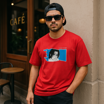 Itachi Uchiha Akatsuki Naruto T-Shirt | Anime Graphic Tee for Men & Women | Red Cotton Oversized Streetwear