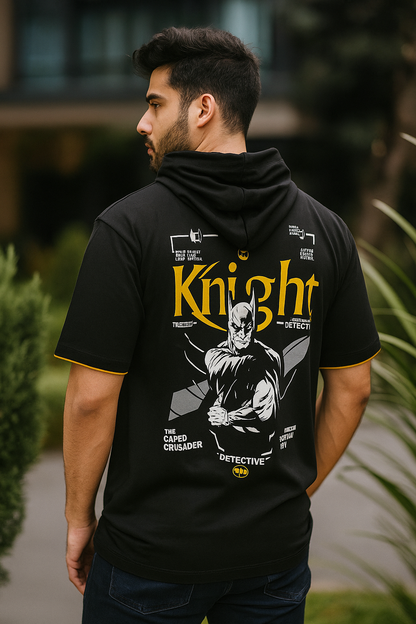 Men Oversized Hooded Drop Shoulder Printed Cotton T-Shirt