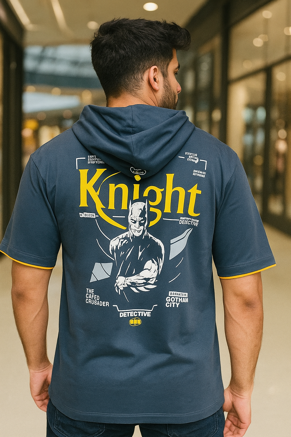 Men Oversized Hooded Drop Shoulder Printed Cotton T-Shirt