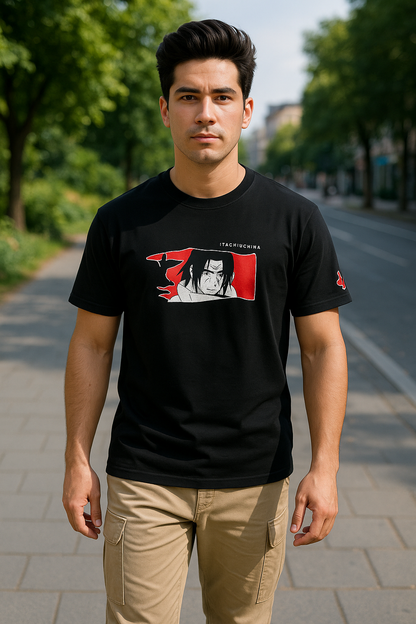Itachi Uchiha Akatsuki Naruto T-Shirt | Anime Graphic Tee for Men & Women | Black Cotton Oversized Streetwear