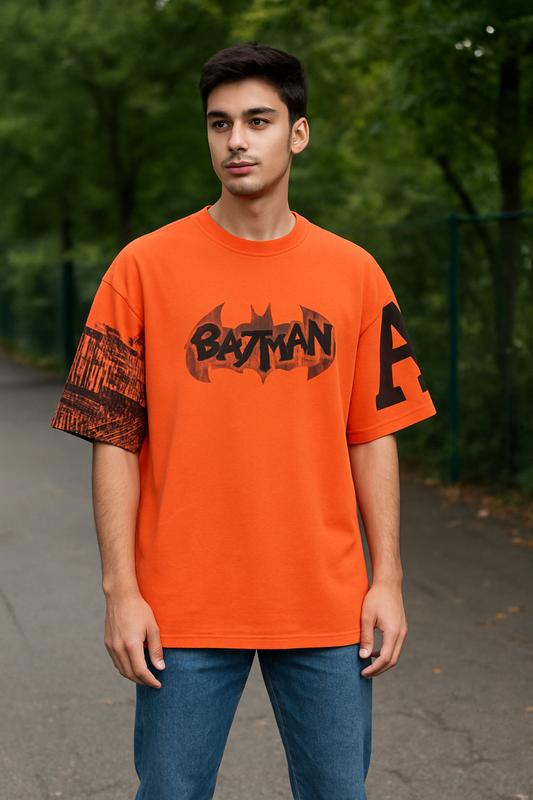 Men Oversized Round Neck Drop Shoulder Printed Cotton T-Shirt