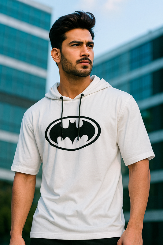Men Oversized Hooded Drop Shoulder Printed Cotton T-Shirt